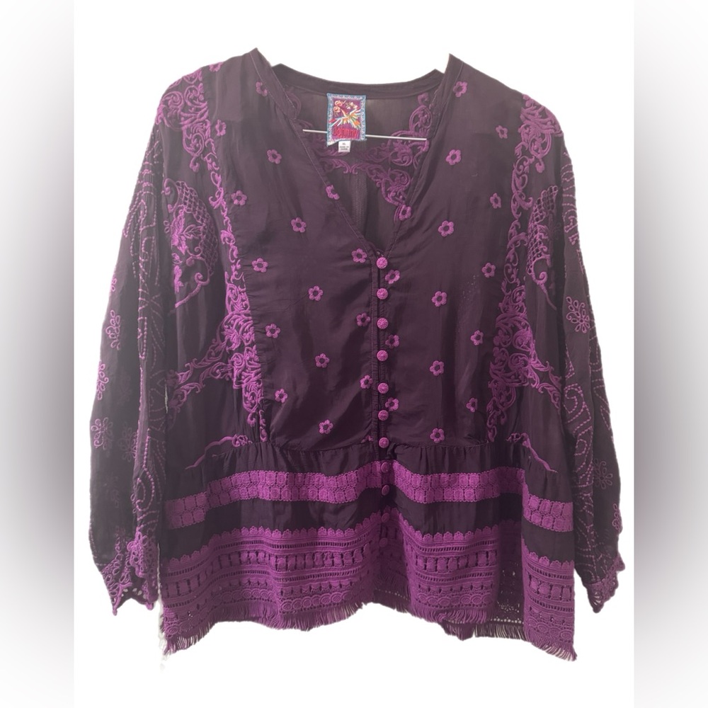 Johnny Was Polyvore Juniper Embroidered Blouse